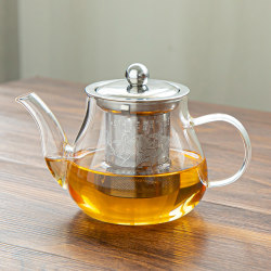 Heat-Resistant Glass Teapot with Steel Infuser for Brewing Black Tea, Household Glass Kettle, Tea Set with Tea Leaf Filter