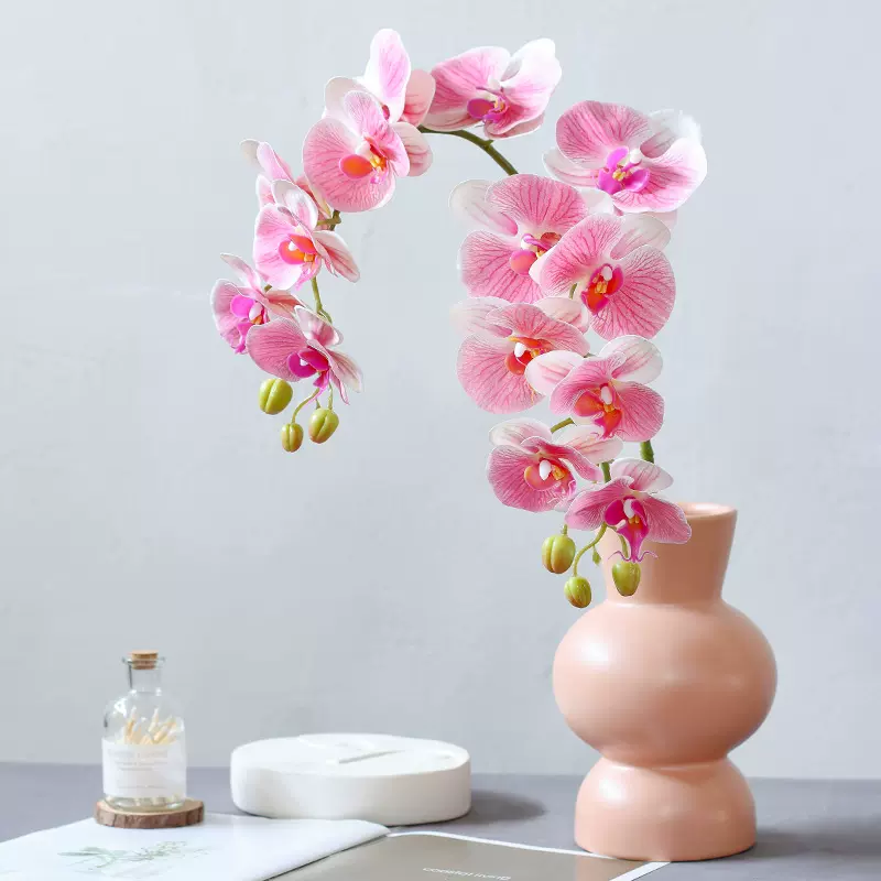 蝴蝶兰pu单枝花仿真花束假花装饰花绢花客厅摆件摆设