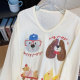 Cartoon printed long-sleeved T-shirt for women in summer lazy holiday sunscreen blouse loose large size 300 Jin [Jin equals 0.5 kg] fat mm top