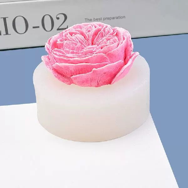 1pc Flower Candle Silicone Mold, Pink Silicone Flower Candle Mold For DIY