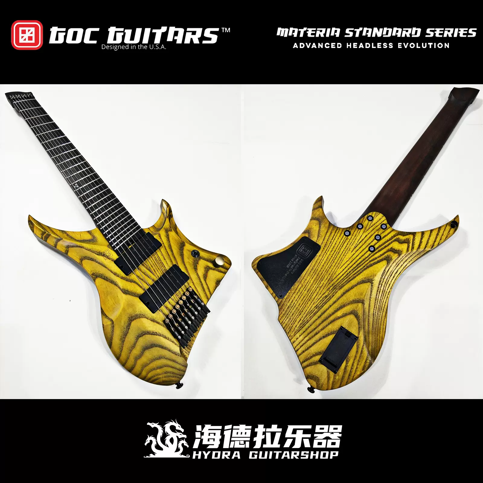 独家GOC GUITARS MATERIA STANDARD无头电吉他扇品8弦复古斑马黄-Taobao