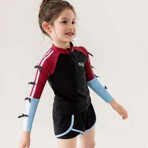 
Girls' long-sleeved split swimsuit conservative girl swimsuits children's long-sleeved sun protection quick-drying suit swimsuit trendy