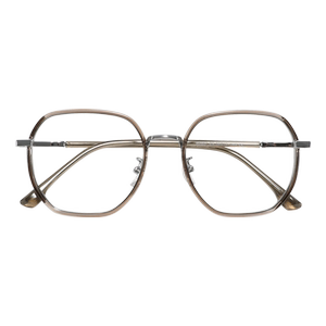 Cold tea color glasses female myopia can be equipped with a degree of face and white polygonal square face -specific eye frame mirror frame
