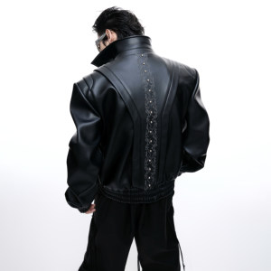 
ArguE CultureE Watch* Niche Deconstruction Vine Embroidered Short Leather Jacket High-end Jacket Men's