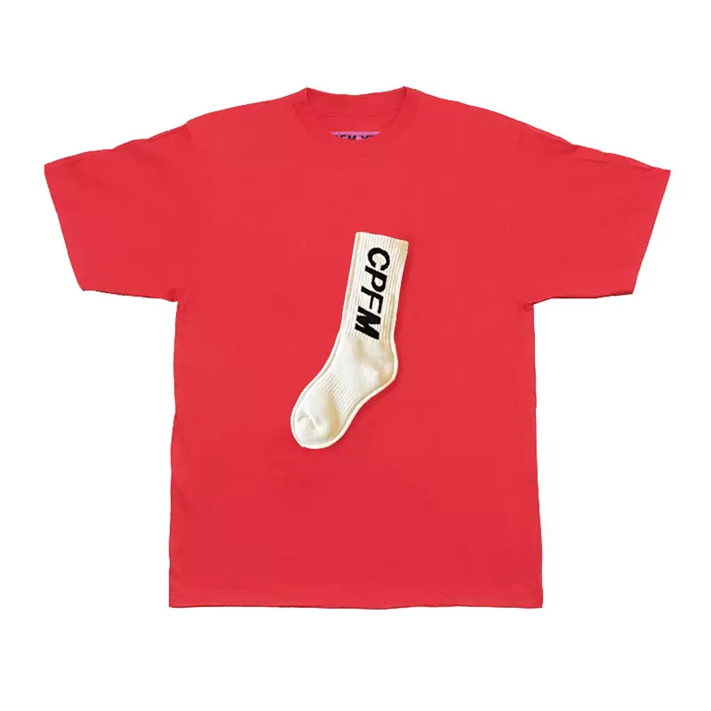CPFM.XYZ Sock T-Shirt KANYE合作款菲董同款短袖男女袜子字母T恤-Taobao
