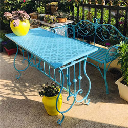 Scandinavian Iron Bench Park Courtyard Outdoor Garden Coffee Shop Table and Chair Combination Open-Air Balcony Leisure Back Chair
