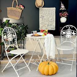 Outdoor Patio Table and Chair Set, Simple and Casual for Milk Tea Shops, Foldable Table and Chairs for Outdoor Use, Balcony Tea Drinking Wrought Iron Small Table and Chairs