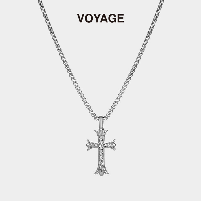 Cross pendant men's hip-hop necklace men's trendy chain accessories men's trendy brand versatile long sweater chain