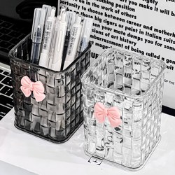 Desktop Pen Holder Storage Box for Student Dormitory Desk, Office Desk, Stationery Organizer, Transparent Box Organizer