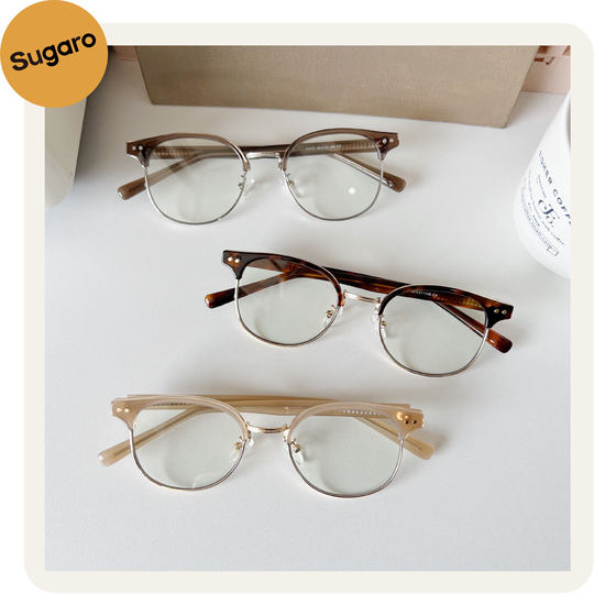 Korean version of retro metal literary half -eyebrow frame glasses can be equipped with close vision anti -Blu -ray small red book with the same square mirror frame men