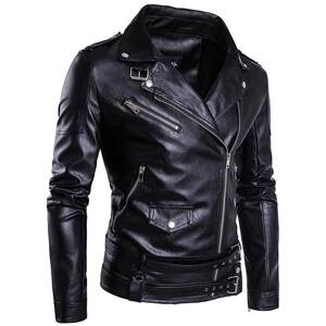 
Ouma Fashion Punk Men's Leather Jacket Cali Leather Motorcycle Slim Harley Leather Jacket M-5XL D101