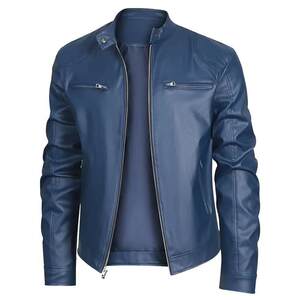 
Foreign trade Amazon European and American men's high-quality motorcycle leather jacket men's stand-up collar punk leather jacket men