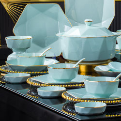 Jingdezhen Bowl Set for Home Use 2026 New Model Ceramic Bowl and Plate Combination Light Luxury Rice Bowl Tableware Bowl Set Housewarming Plate