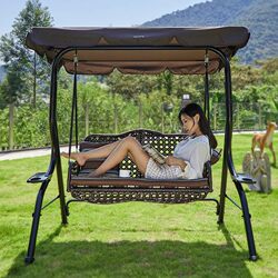 Outdoor Patio Waterproof and Sun-Resistant Multi-Person Swing Chair for Home Use, Outdoor Garden Rocking Chair, Villa Courtyard Trendy Double Hanging Chair