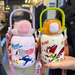 Zootopia Children's Insulated Water Bottle for Students, Kindergarten Dual-Drink Straw Cup, 2026 New Model