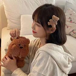 Stuffed Bear Autumn and Winter Clip Headwear Hair Clip Women's 2025 New Side Bangs Clip Forehead Hair Clip Cute Bear