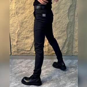 
2211 Men's new spring solid color slim and fashionable versatile slim feet pants business casual trendy men's clothing
