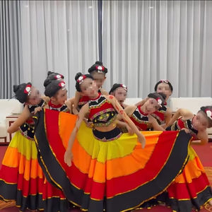 The Moon's Daughter Yi nationality dance costumes for women washing spring dance costumes Hani baby Yi nationality big skirt performance costume