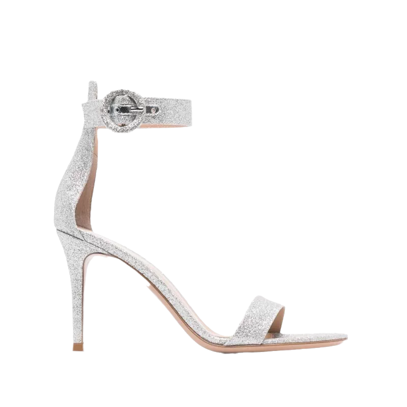 Gianvito Rossi女士亮片金葱细节高跟凉鞋FARFETCH发发奇