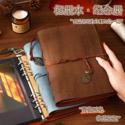 Couple's Retro Photo Album Self-Adhesive Laminated Photo Book Family Baby Growth Art Album Kraft Paper Scrapbook DIY Handmade Journal Celebrity Photo Card Storage Collection Commemorative Album