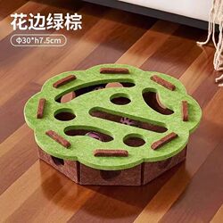 Lace-Edged Green and Brown Felt Cat Teaser Stick, Cat Toy for Interactive Play, Scratch-Resistant and Durable Board, Pet Supplies with Strong Durability