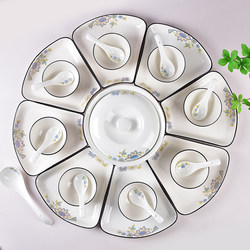 New Trendy Platter Set for Home Use, Housewarming, Reunion Gatherings, Bowl, Plate, Butterfly Spoon Set, Thickened and High-Temperature Resistant Tableware