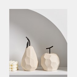 Wabi-Sabi Style Ceramic Apple and Pear Ornaments, High-End Minimalist Living Room Tv Cabinet Home Decoration Fruit Display