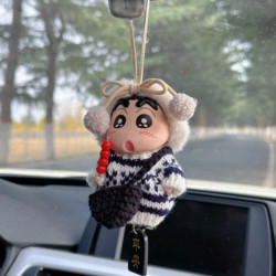 Original Black and White Sweater Crayon Shin-Chan Car Hanging Ornament for Girls, High-End Car Interior Decoration, Rearview Mirror Pendant