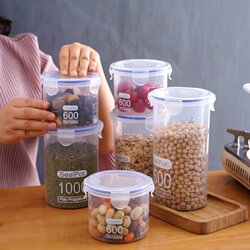 Plastic Sealed Jars for Grains, Kitchen Storage, Food-Grade Transparent Containers, Boxes for Snacks, Dry Goods, and Tea Storage Jars