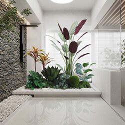 Large Artificial Green Plant Landscaping under Indoor Stairs, Fake Plant Potted Plants, Fake Trees, Artificial Tree Landscape Decoration Ornaments