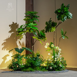 Large Artificial Plant Landscaping for Indoor Living Rooms, Shopping Mall Windows, Floor-Standing Potted Plants, Bionic Fake Green Plant Combination Decoration