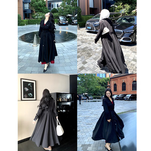 
Meaty little cherry, elegant lady, slightly fat and high-end, pleated lapel, slim design, long windbreaker jacket