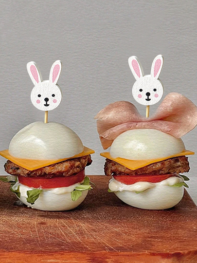 うさぎの竹製フルーツピック - ミニバーガー用つまようじ - 華やかな うさぎの竹製フルーツピック - ミニバーガー用つまようじ - 華やかな