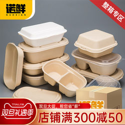 Disposable Rectangular Paper Pulp Lunch Box, Fast Food Packaging Box, Commercial Use with Lid, Light Food, Environmentally Friendly, Biodegradable, Whole Box