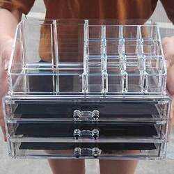 Desktop Transparent Drawer Cosmetics Lipstick Jewelry Storage Box Organizer Storage Rack Dressing Table Dormitory Makeup Storage Box
