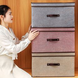 Fabric Foldable Storage Box, Storage Box for Home Use, Wardrobe Box for Storing Books, Toys, and Clothes