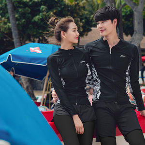Couple wetsuit for men and women, two-piece long-sleeved trousers, jellyfish suit, snorkeling and surfing swimsuit suit, quick-drying, sunscreen, Korean