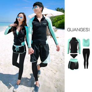 
Zippered diving suit split long sleeve trousers swimsuit sun protection quick dry couple jellyfish suit snorkeling suit set