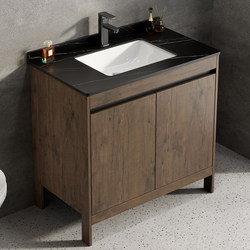Vintage-Style Floor-Standing Washbasin Cabinet Set, Space Aluminum Bathroom Cabinet, Household Integrated Washbasin Sink