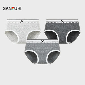 
Sanfu women's low waist hip underwear Grey's clean color small lace edge breathable cotton half boxer 504275
