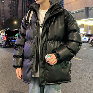 
25 winter new style men and women couples fake two-piece leather cotton coat outdoor warm hooded windproof thickening