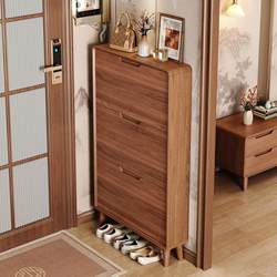 New Chinese-Style Ultra-Thin Tipping Shoe Cabinet for Home Entrance, 2025 New Popular Model with Solid Wood Legs, Simple Integrated Shoe Rack for Entryway
