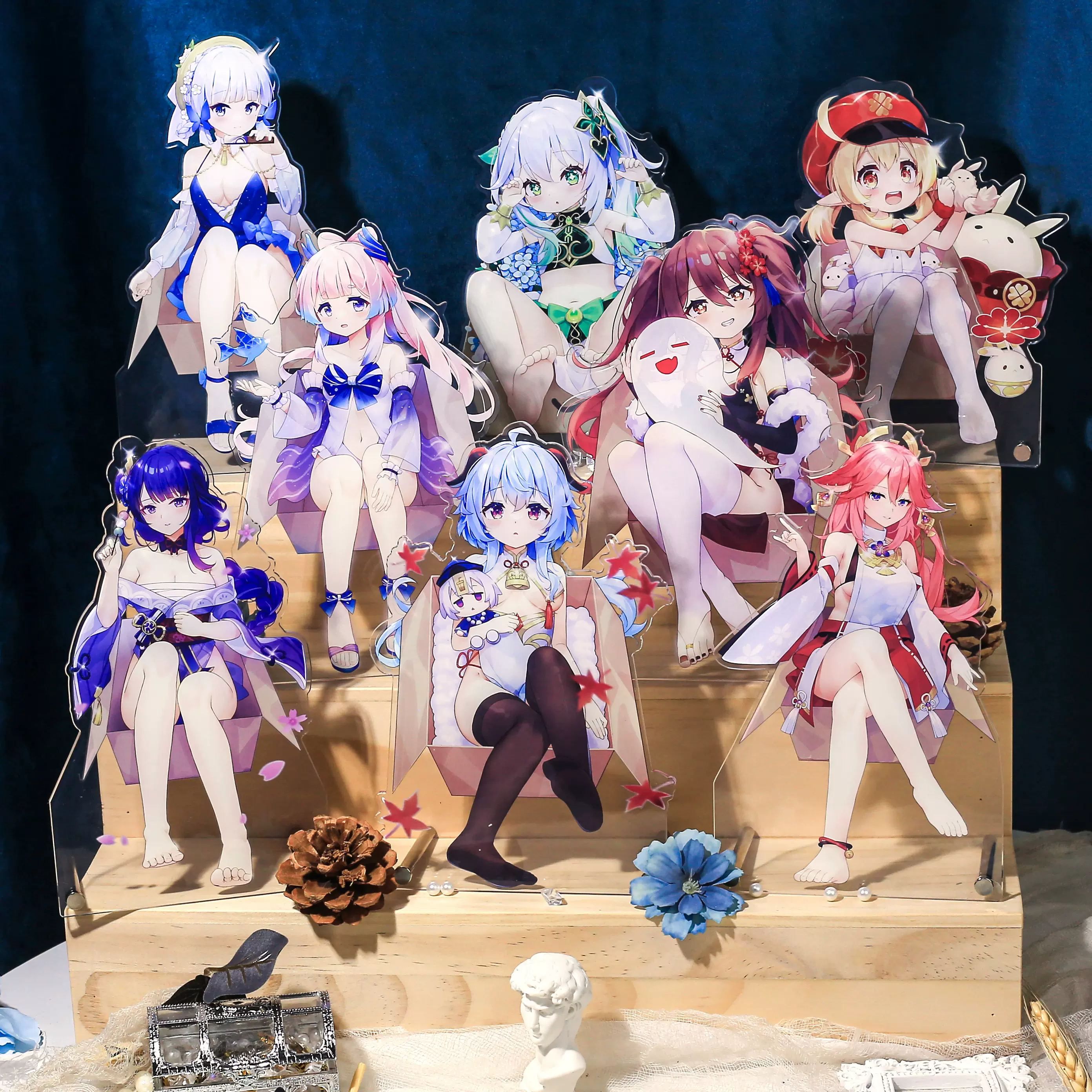 原神同人周边箱中少女系列镭射票立牌徽章吧唧胡桃草神可莉