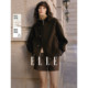 ELLE retro hooded woolen coat for women 2024 winter new short wool coat
