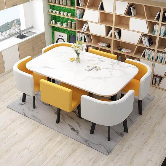 Rectangular dining table, office meeting table and chair combination, negotiation, training, reception, reception, leisure, simple rest area