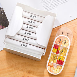 Pill Box for Seven Days a Week, Portable, with Morning, Noon, and Evening Reminders, Take Medication before and after Meals, Pill Organizer for 7 Days