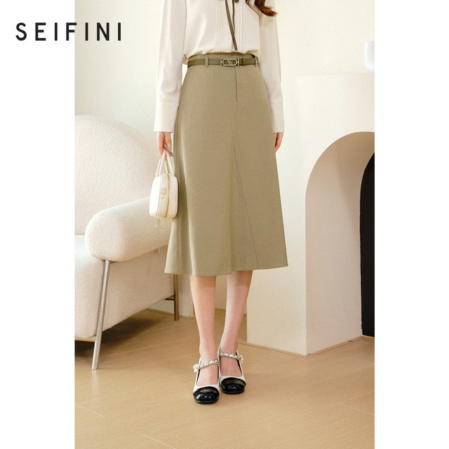 Shi Fan Lizhong Mid -length skirt 2024 autumn new design sense is thin and beautiful beautiful umbrella skirt 3F2140011
