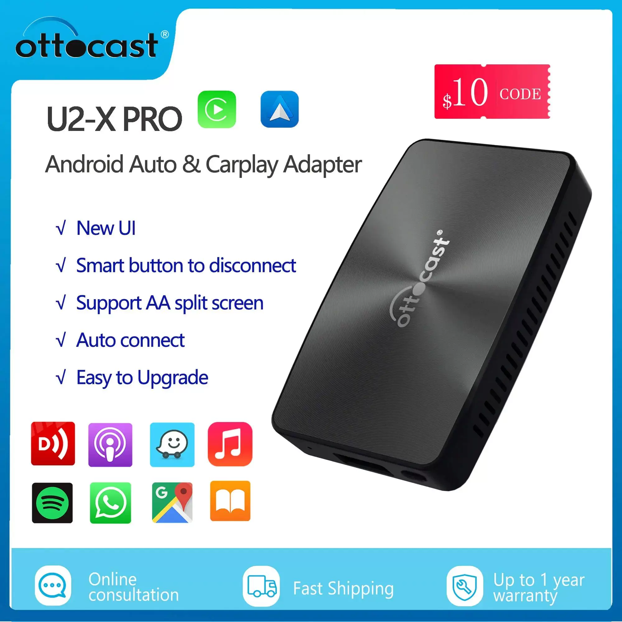 OTTOCAST U2 X PRO Wireless CarPlay Android Auto Adapter 2 in-Taobao