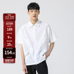 New Factor Summer New White Simple Knife-cut Design Zipper Shirt For Boys Loose Trendy Nylon Short-sleeved For Women