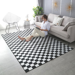 Black and White Checkered Carpet Checkerboard Pattern Living Room Sofa Coffee Table Rug Girl's Room Bedside Rug Small Bedroom Full Floor Mat